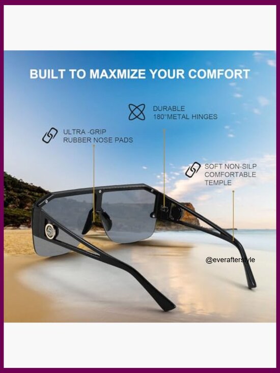 Square Oversized Shield Sunglasses with UV400 Protection main image 7
